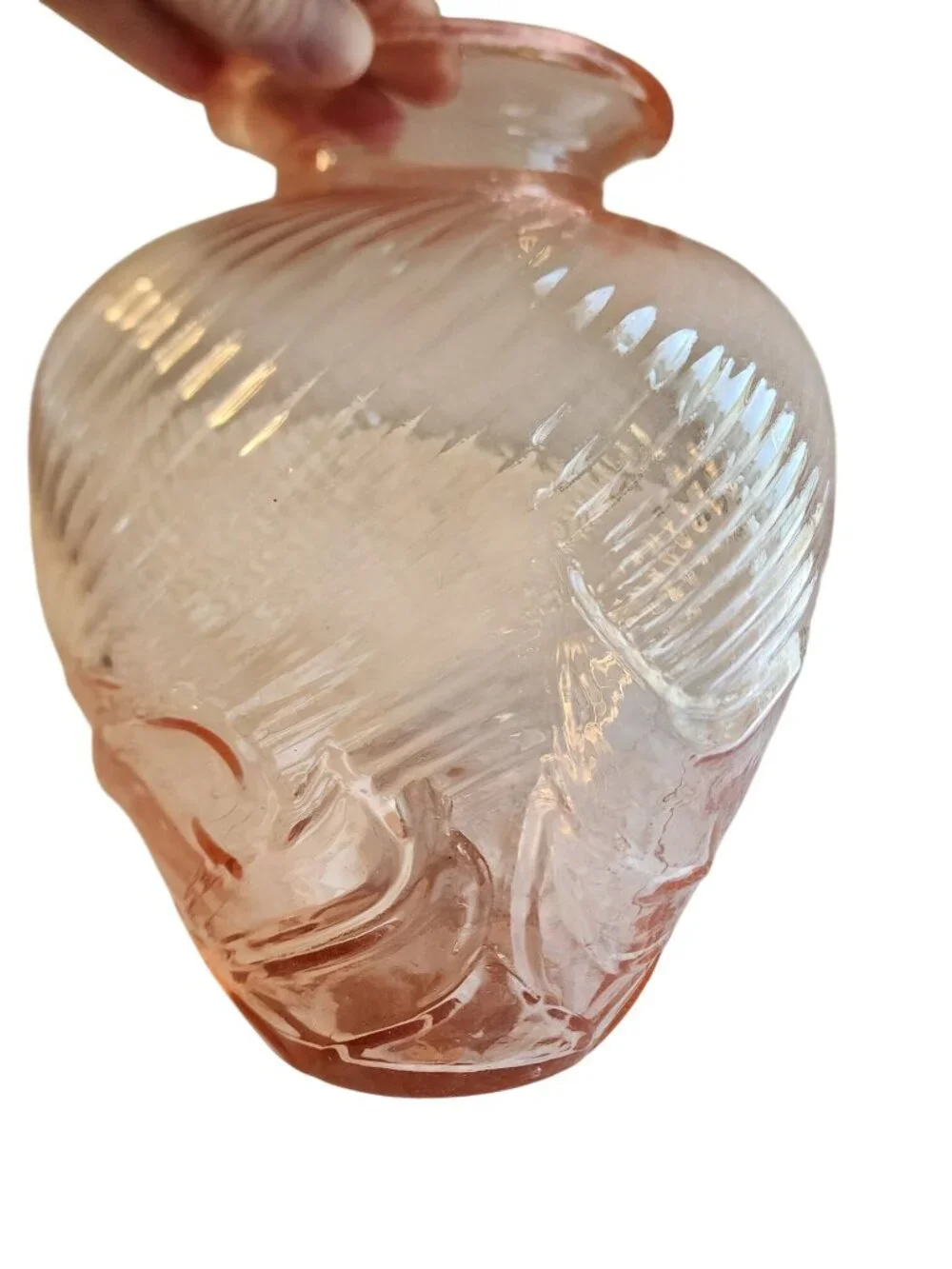 Antique 1920's Made in Italy Pink Swirl Art Deco Vase (air bubbles)